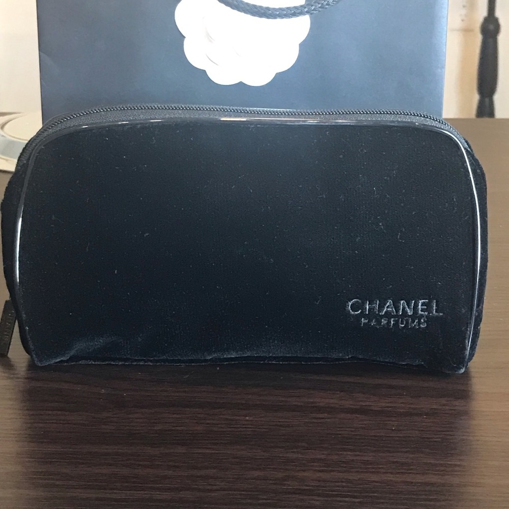 Brand New Chanel Large Velvet Cosmetic Bag or Clutch! At 9” Across, it holds lot